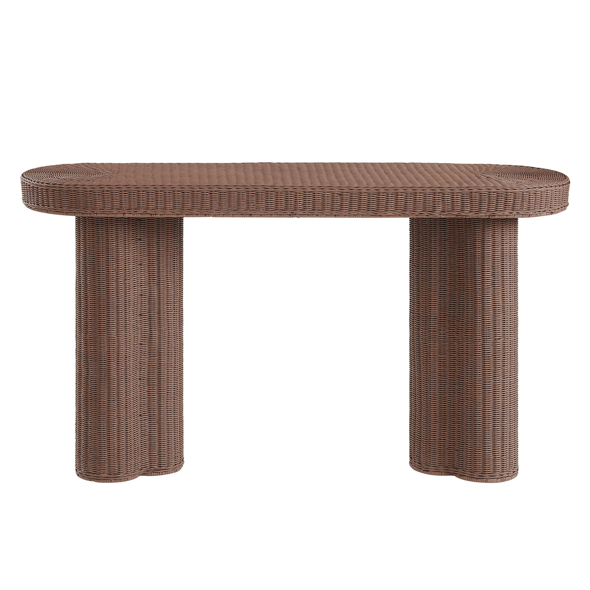 Sarova 59 Inch Natural Rattan Oval Console Table - Mocha