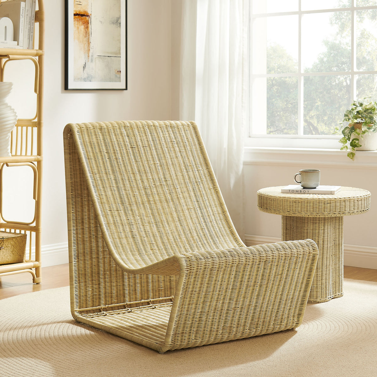Eira Continuous Curved Natural Rattan Lounge Chair - Natural Rattan