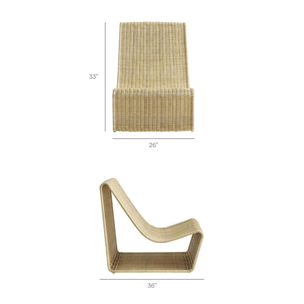 Eira Continuous Curved Natural Rattan Lounge Chair - Natural Rattan