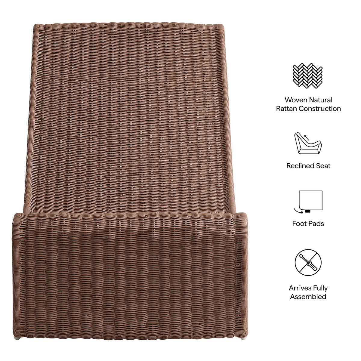 Eira Continuous Curved Natural Rattan Lounge Chair - Mocha