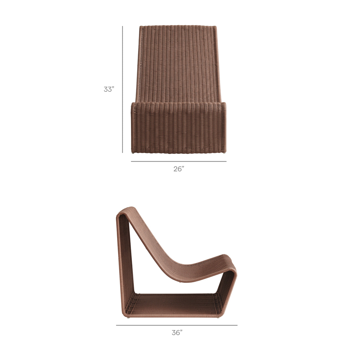 Eira Continuous Curved Natural Rattan Lounge Chair - Mocha