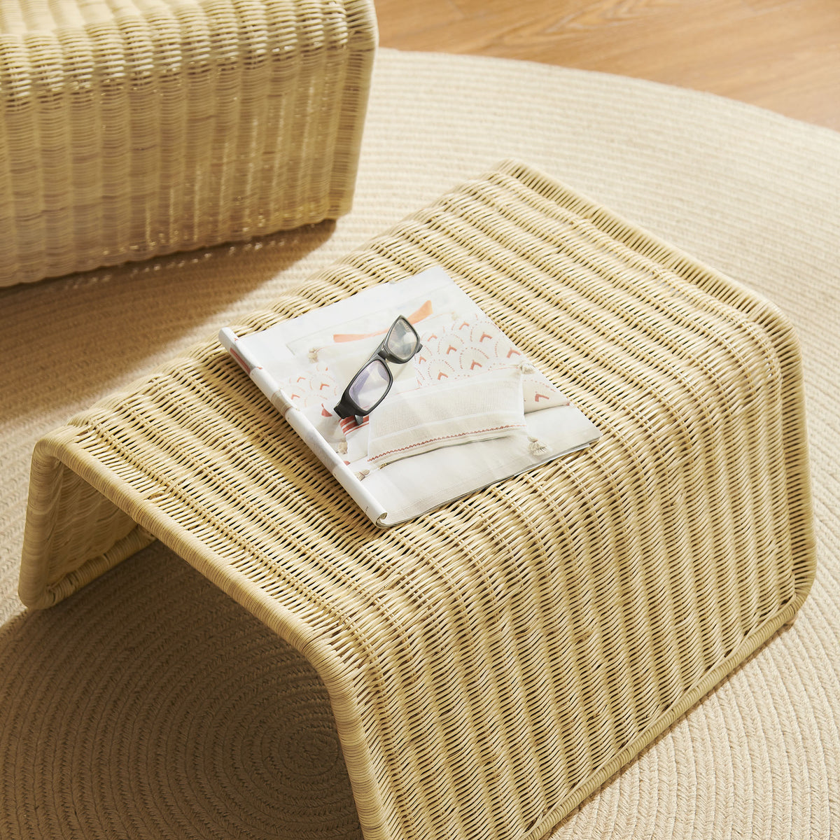 Eira Waterfall Natural Rattan Ottoman - Natural Rattan