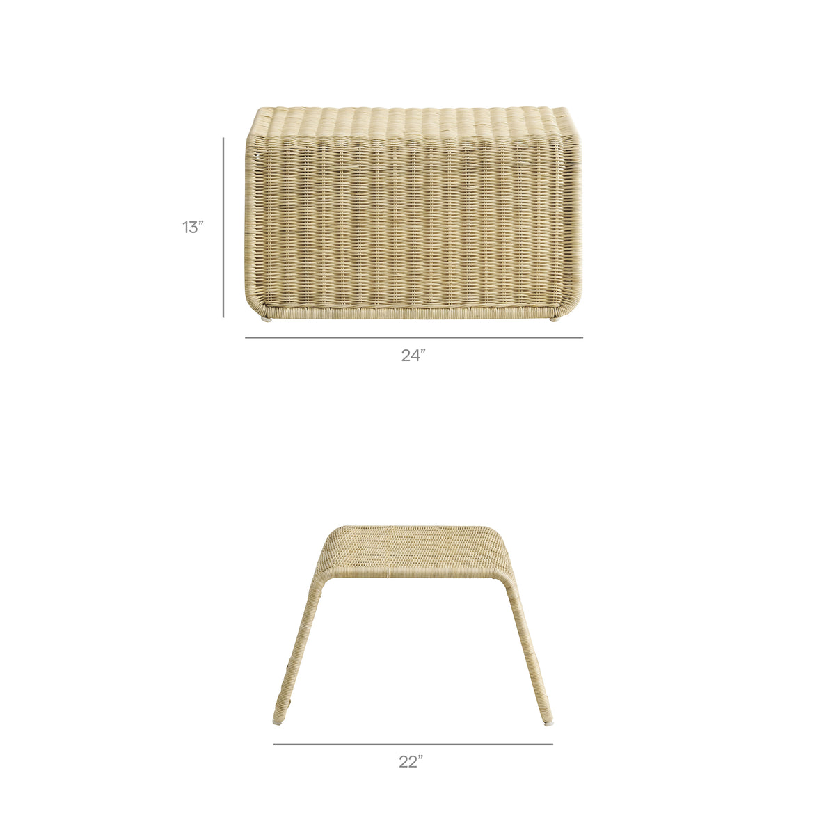 Eira Waterfall Natural Rattan Ottoman - Natural Rattan