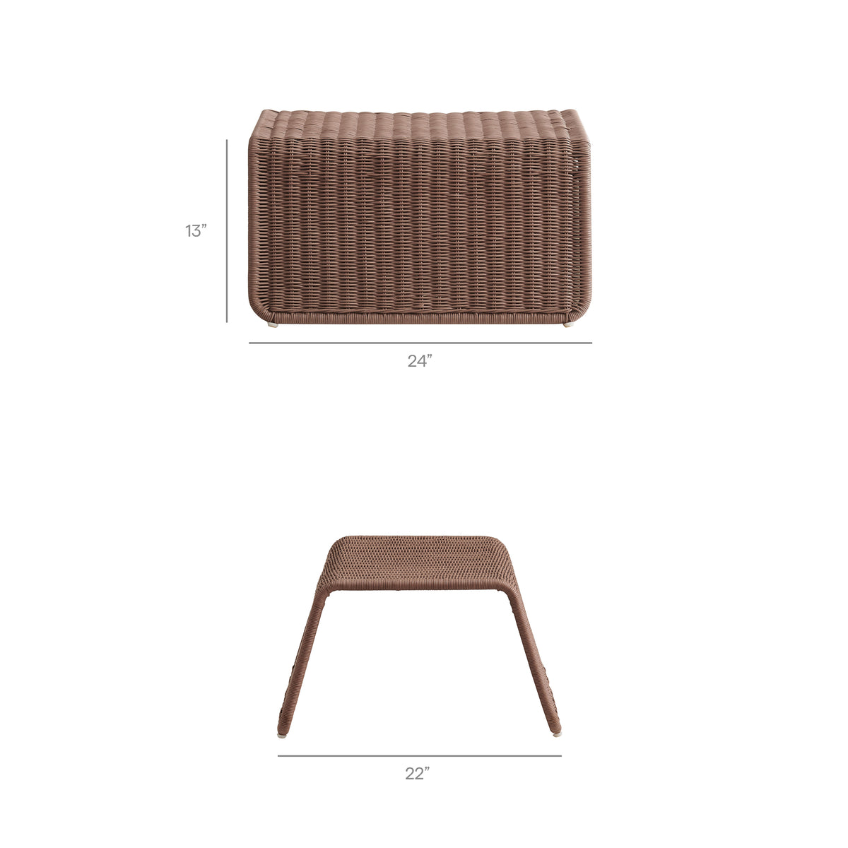 Eira 2 Piece Continuous Curved Natural Rattan Lounge Chair and Ottoman Set - Mocha