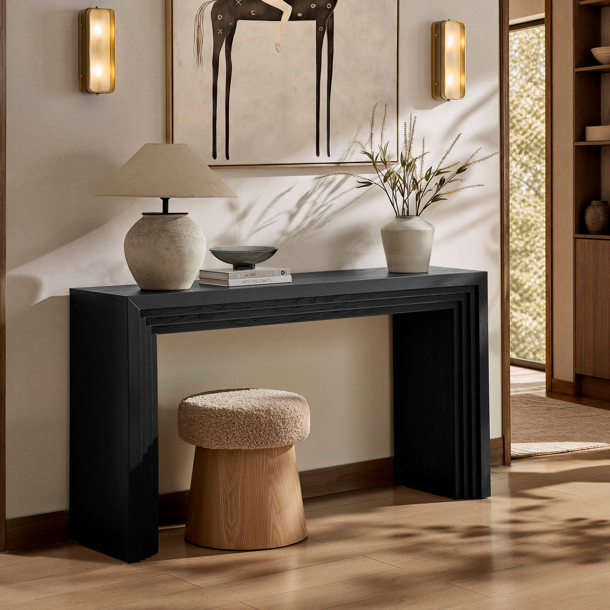 Olney 63 Inch Fluted Console Table - Black
