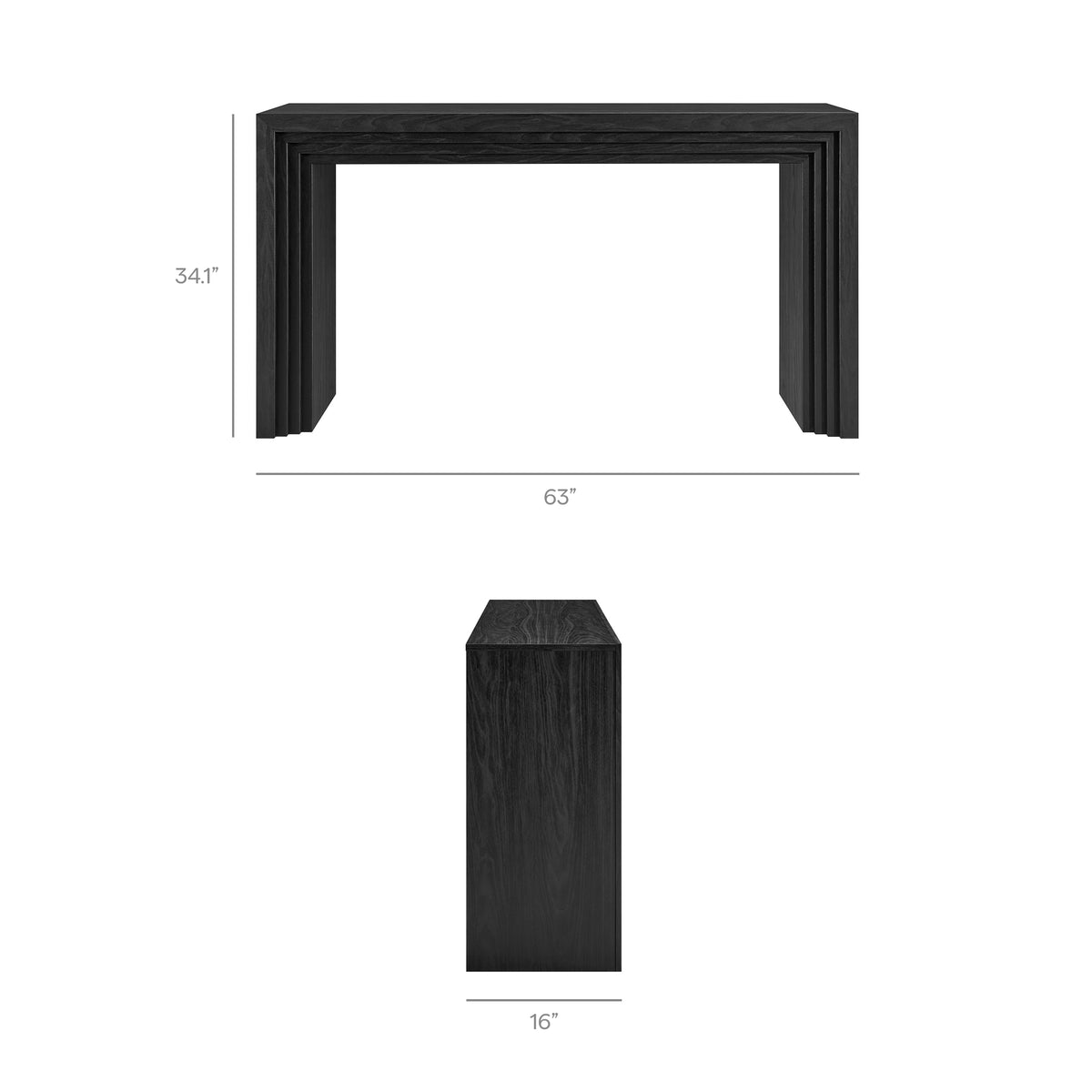Olney 63 Inch Fluted Console Table - Black