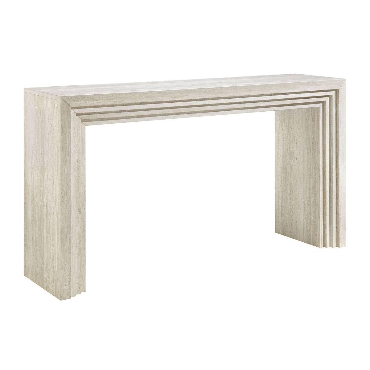 Olney 63 Inch Fluted Console Table - Ivory Travertine