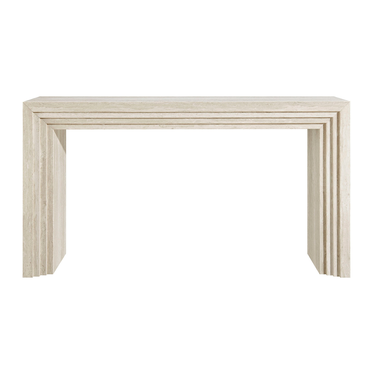 Olney 63 Inch Fluted Console Table - Ivory Travertine
