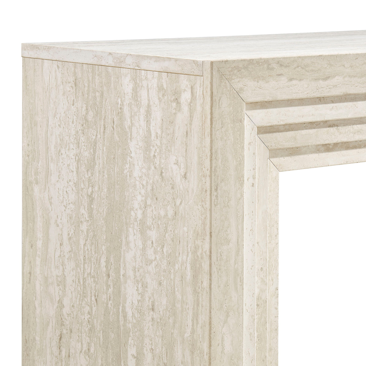 Olney 63 Inch Fluted Console Table - Ivory Travertine