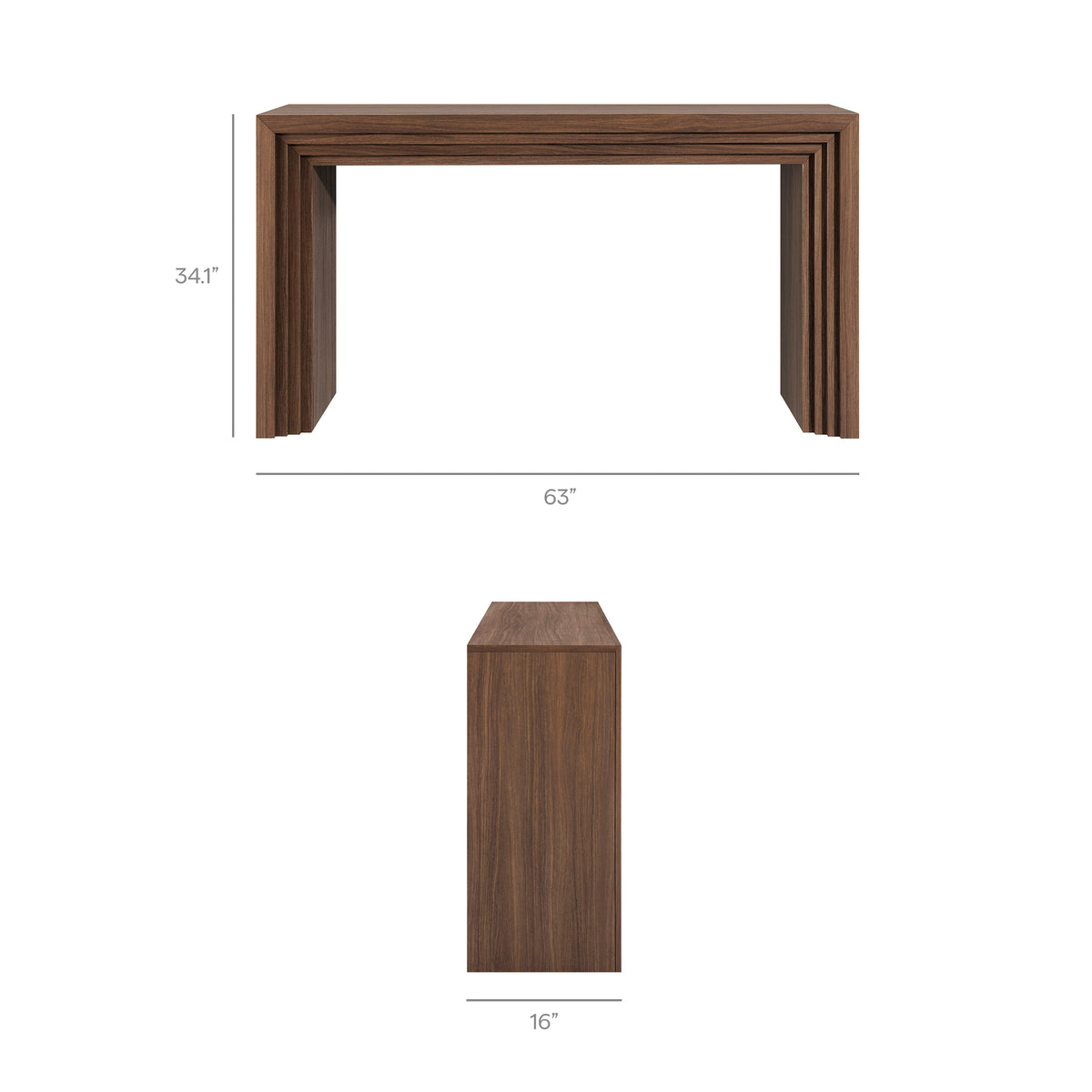 Olney 63 Inch Fluted Console Table - Walnut