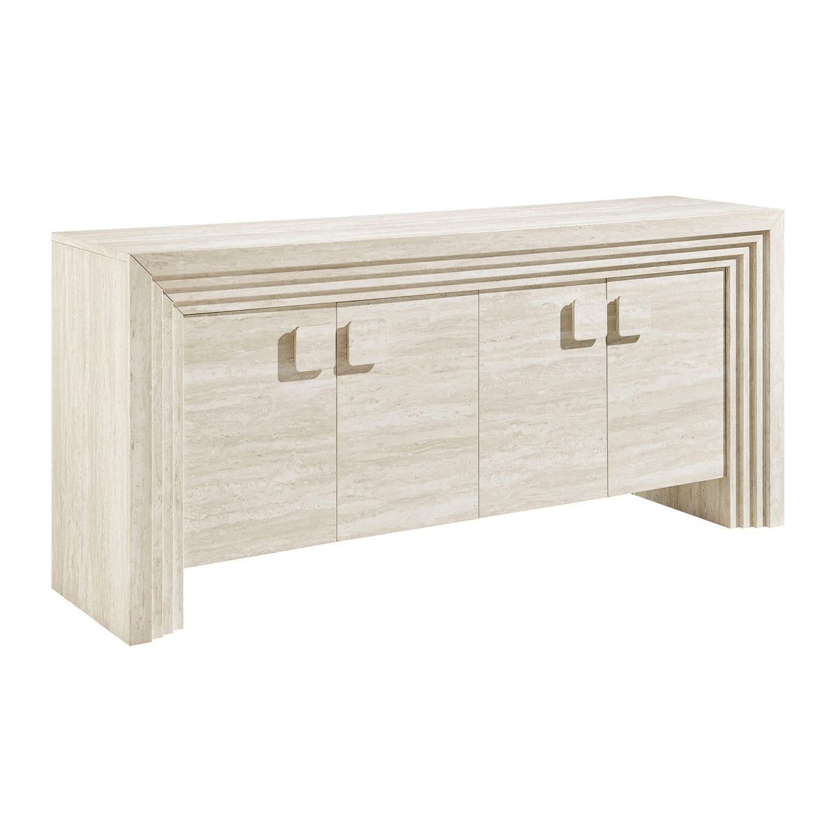 Olney 4-Door Fluted Sideboard - Ivory Travertine