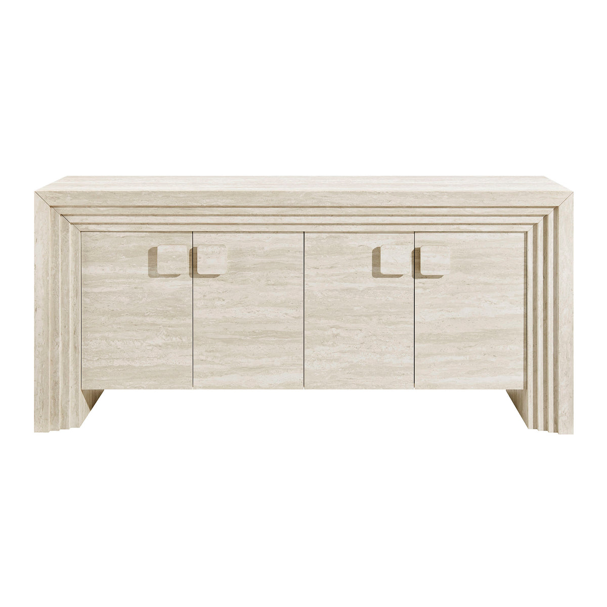 Olney 4-Door Fluted Sideboard - Ivory Travertine