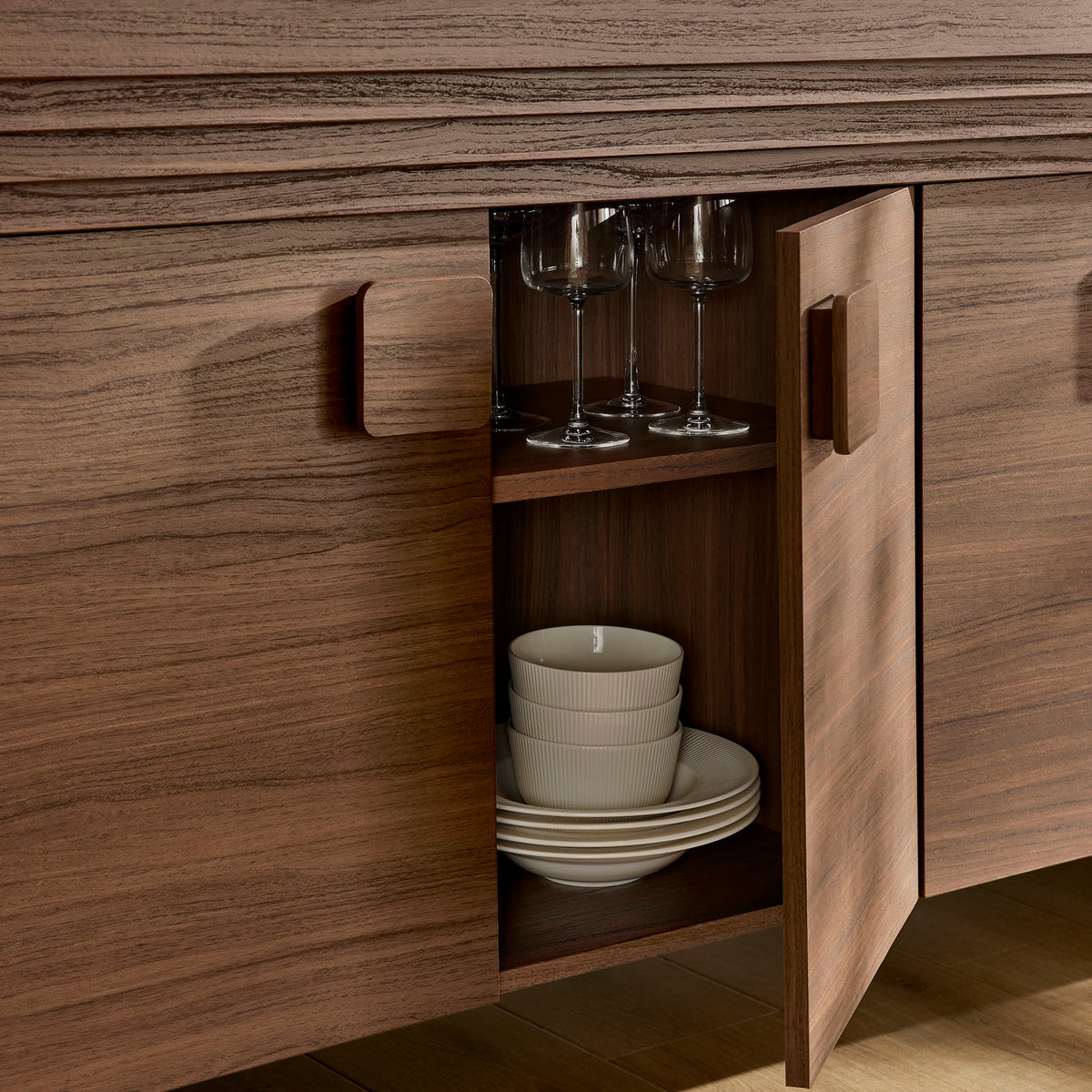 Olney 4-Door Fluted Sideboard - Walnut