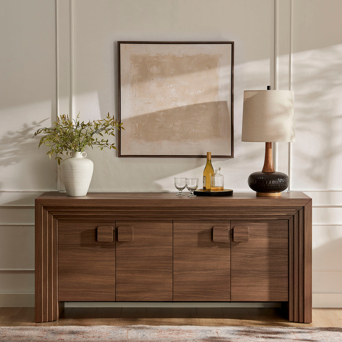 Olney 4-Door Fluted Sideboard - Walnut