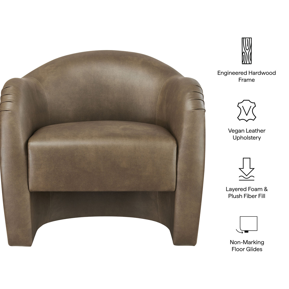 Compose Barrel Vegan Leather Accent Chair - Mushroom
