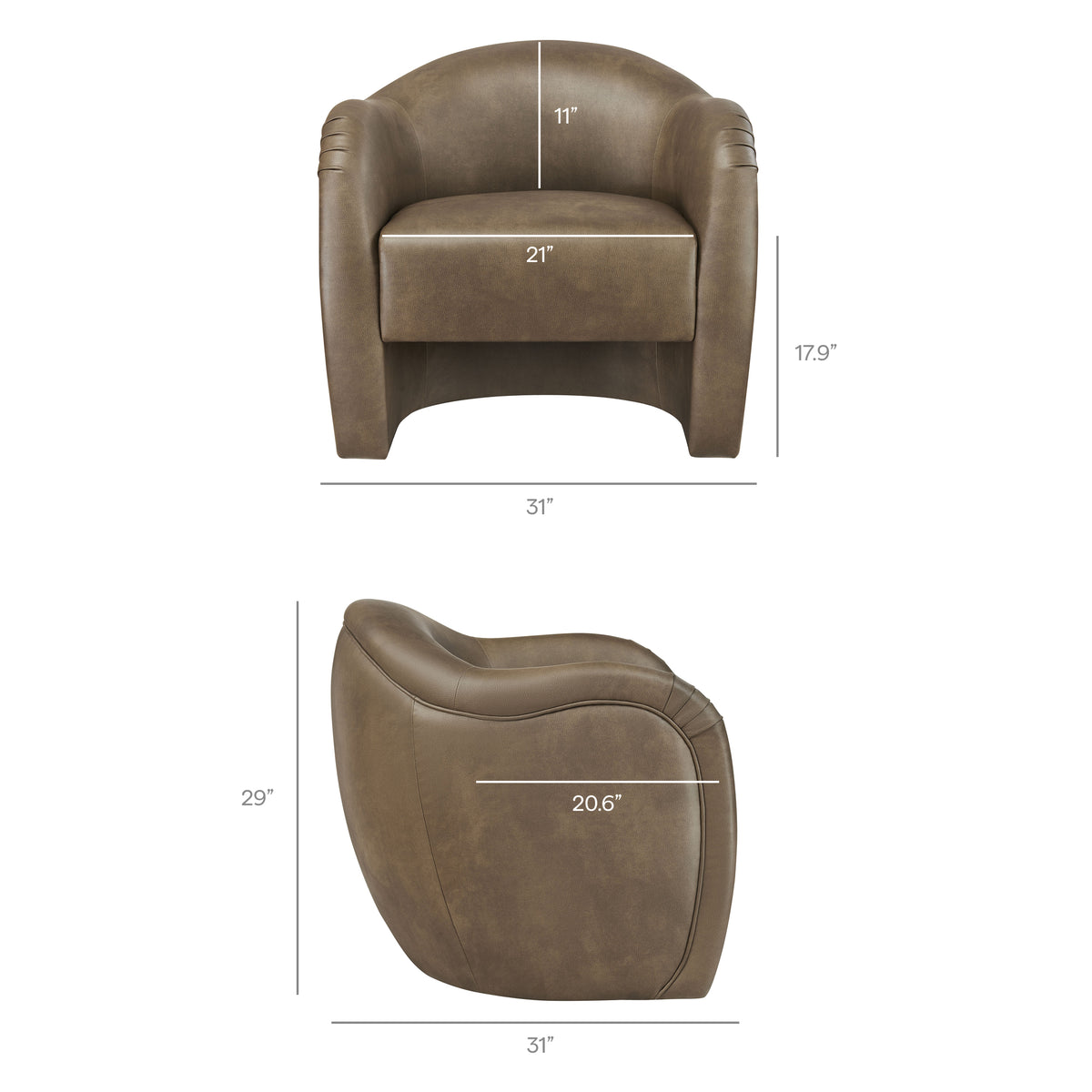 Compose Barrel Vegan Leather Accent Chair - Mushroom