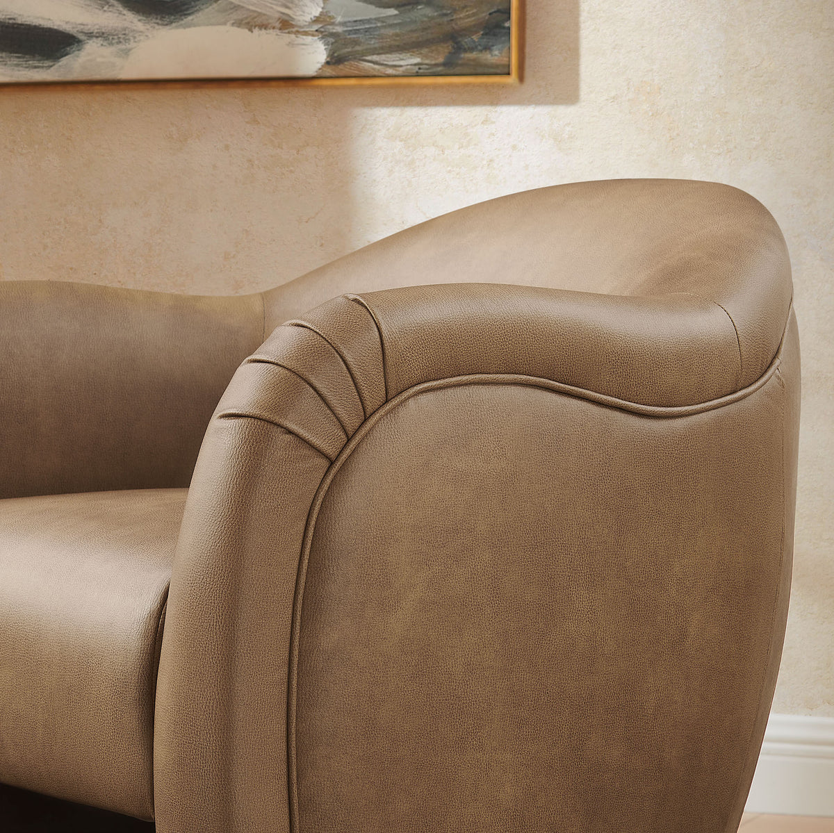 Compose Barrel Vegan Leather Accent Chair - Toast