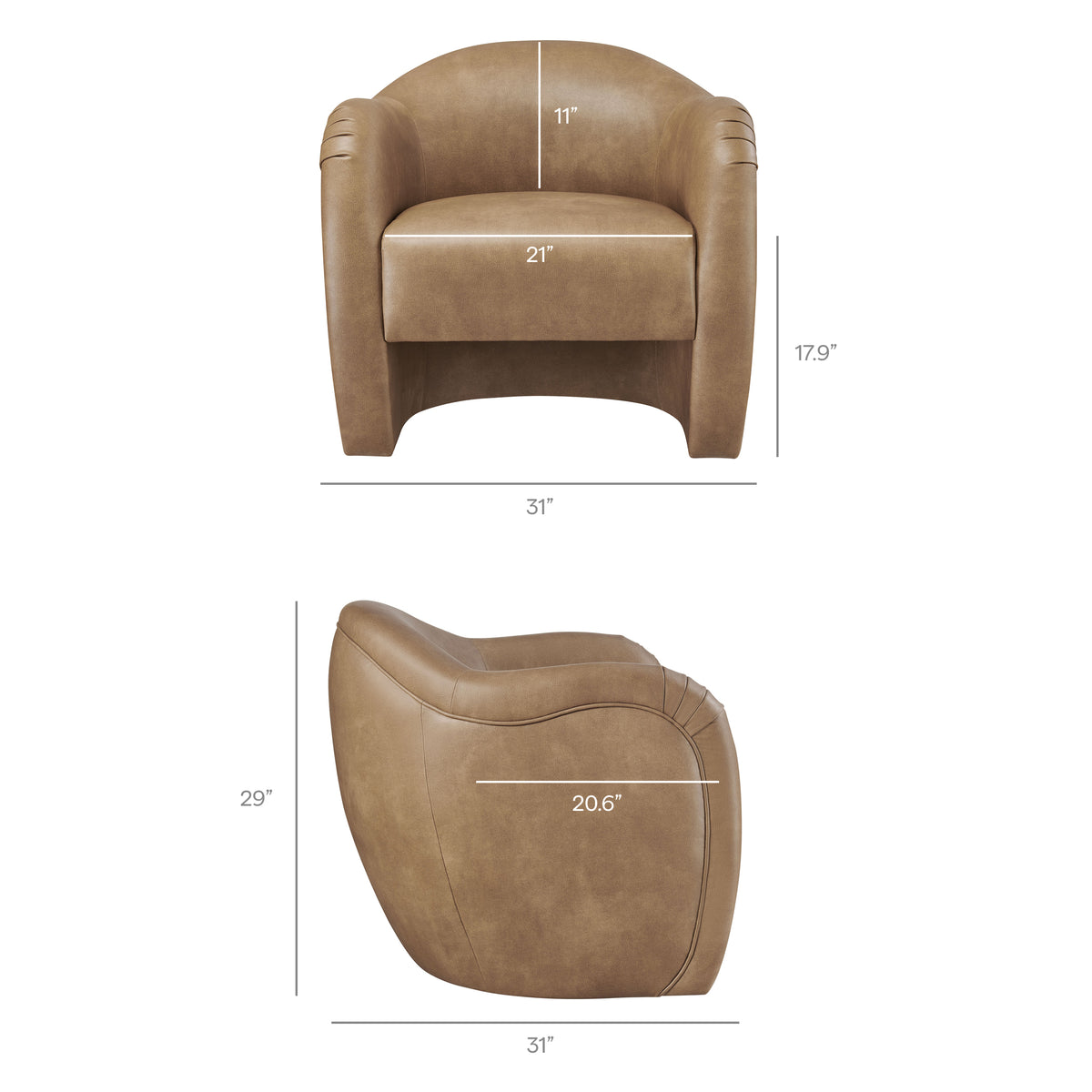 Compose Barrel Vegan Leather Accent Chair - Toast