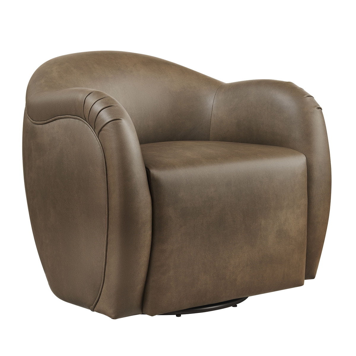 Compose Barrel Vegan Leather Swivel Armchair - Mushroom
