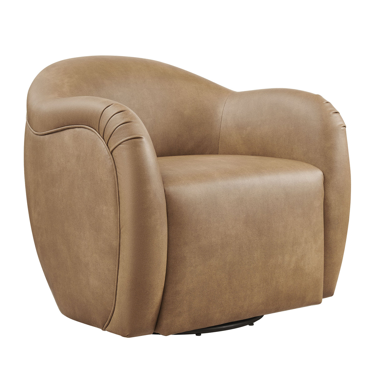 Compose Barrel Vegan Leather Swivel Armchair - Toast