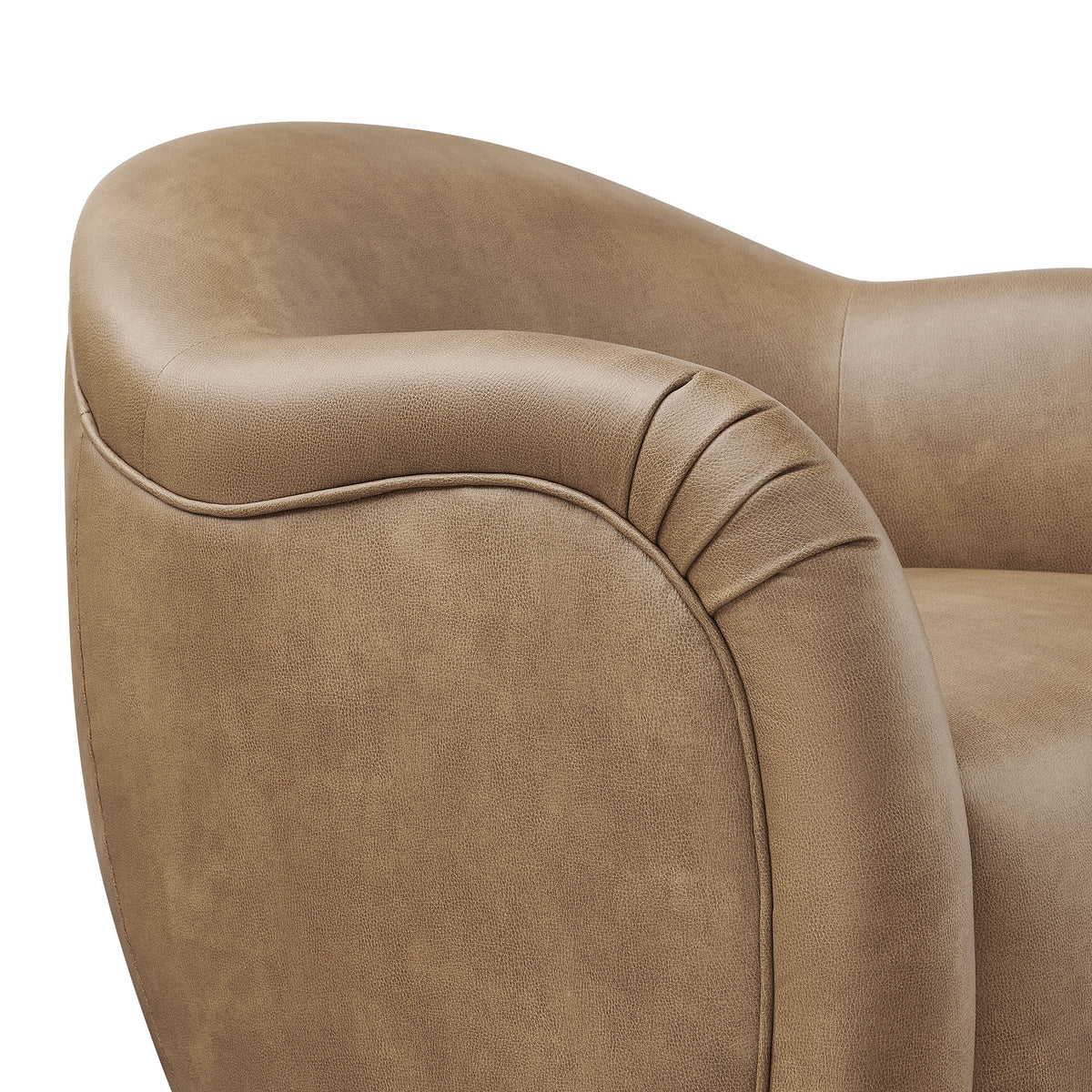 Compose Barrel Vegan Leather Swivel Armchair - Toast