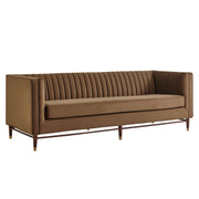 Devote 93 Inch Performance Velvet Channel Tufted Sofa - Carob