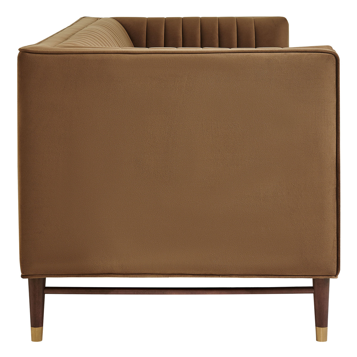 Devote 93 Inch Performance Velvet Channel Tufted Sofa - Carob