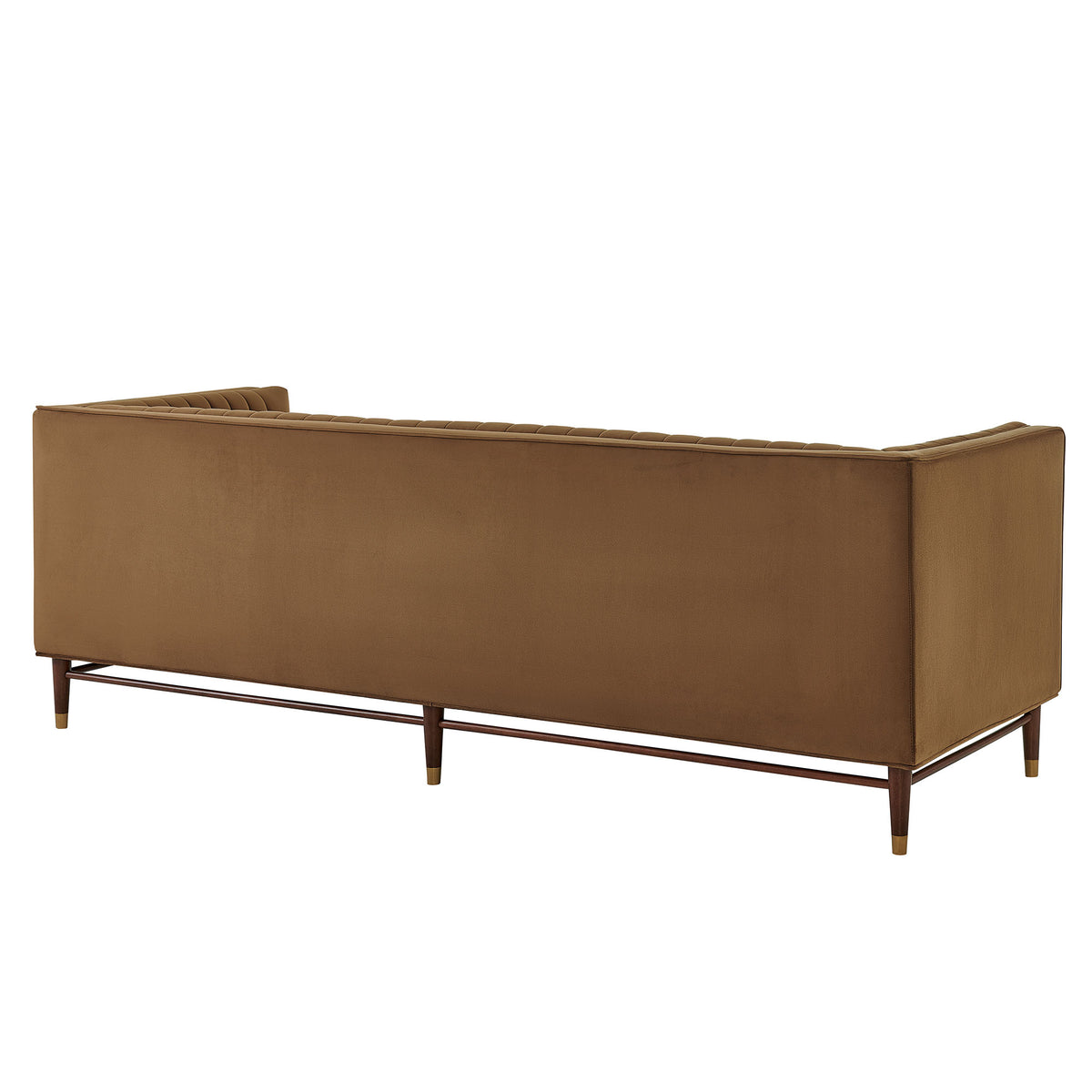 Devote 93 Inch Performance Velvet Channel Tufted Sofa - Carob