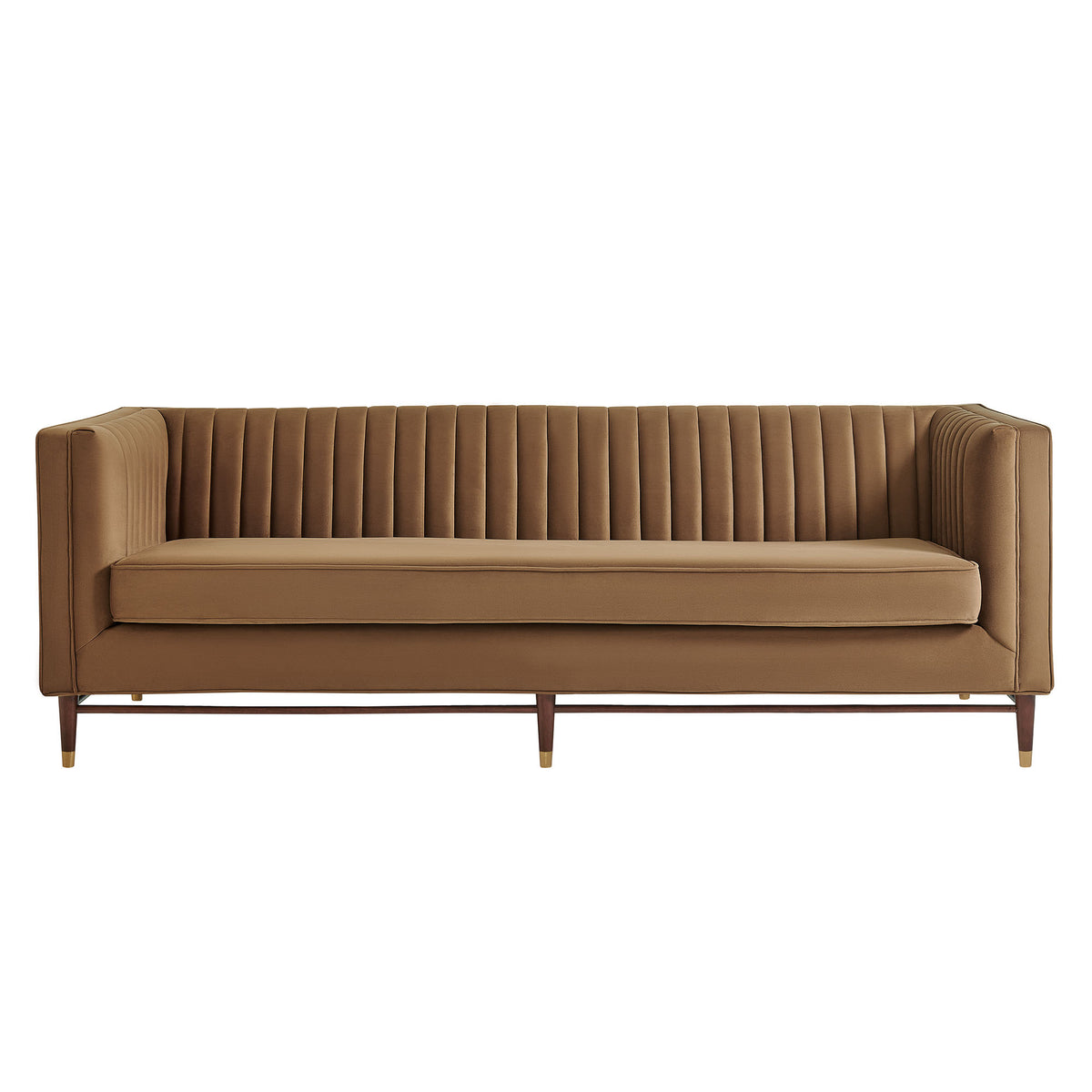 Devote 93 Inch Performance Velvet Channel Tufted Sofa - Carob