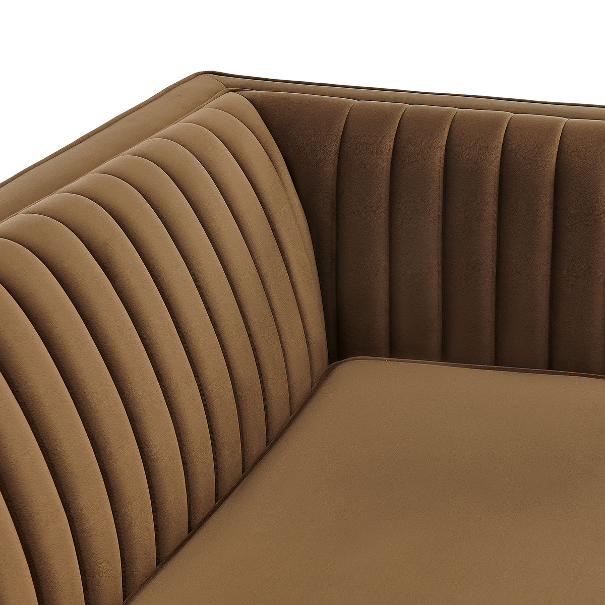 Devote 93 Inch Performance Velvet Channel Tufted Sofa - Carob