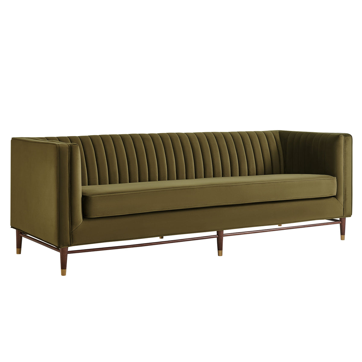 Devote 93 Inch Performance Velvet Channel Tufted Sofa - Cypress