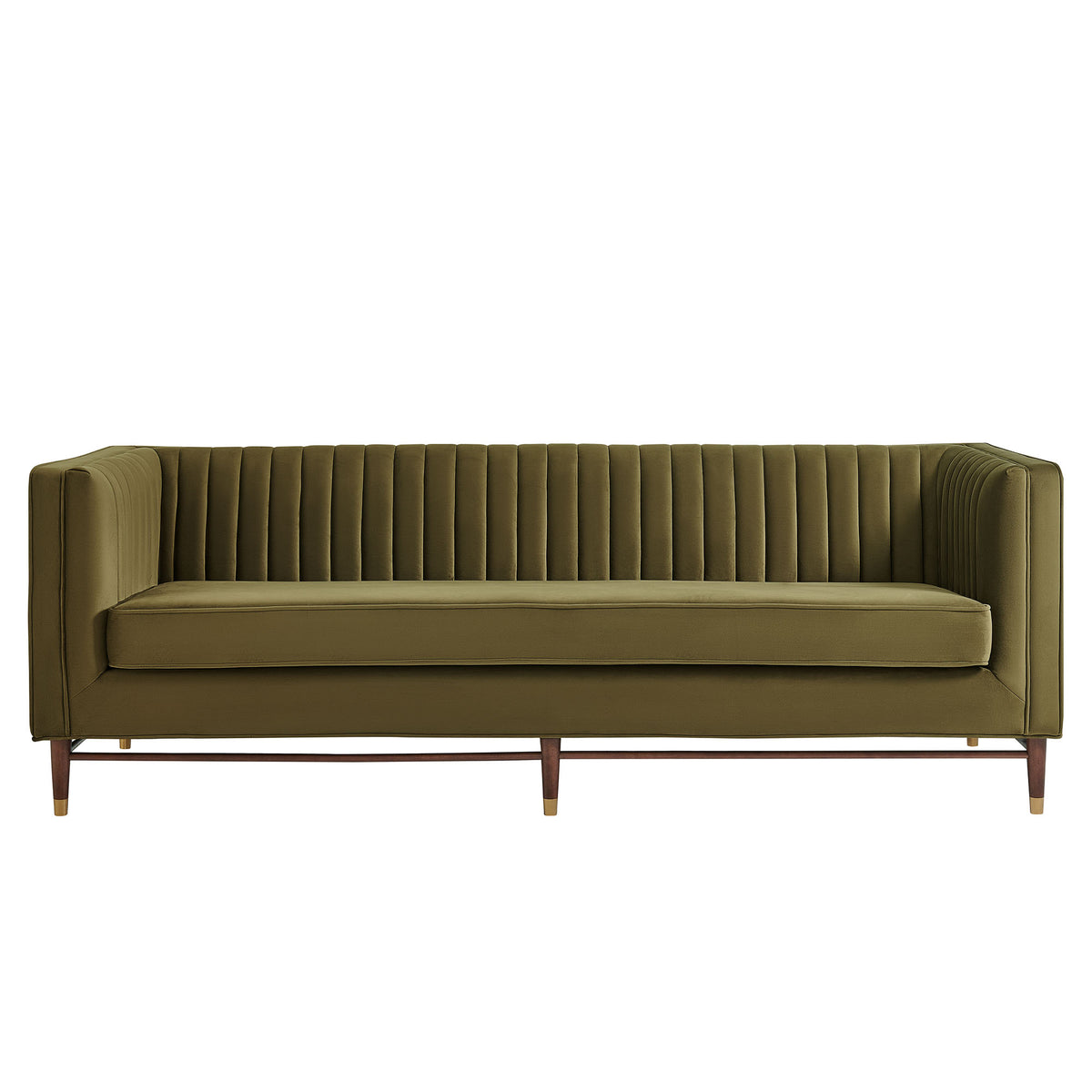 Devote 93 Inch Performance Velvet Channel Tufted Sofa - Cypress
