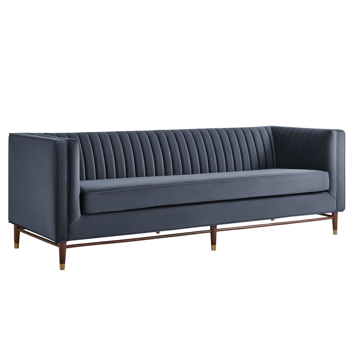 Devote 93 Inch Performance Velvet Channel Tufted Sofa - Marine