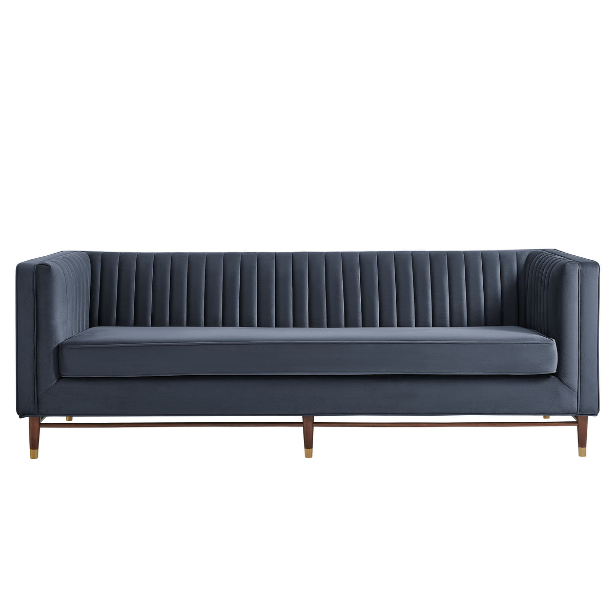 Devote 93 Inch Performance Velvet Channel Tufted Sofa - Marine