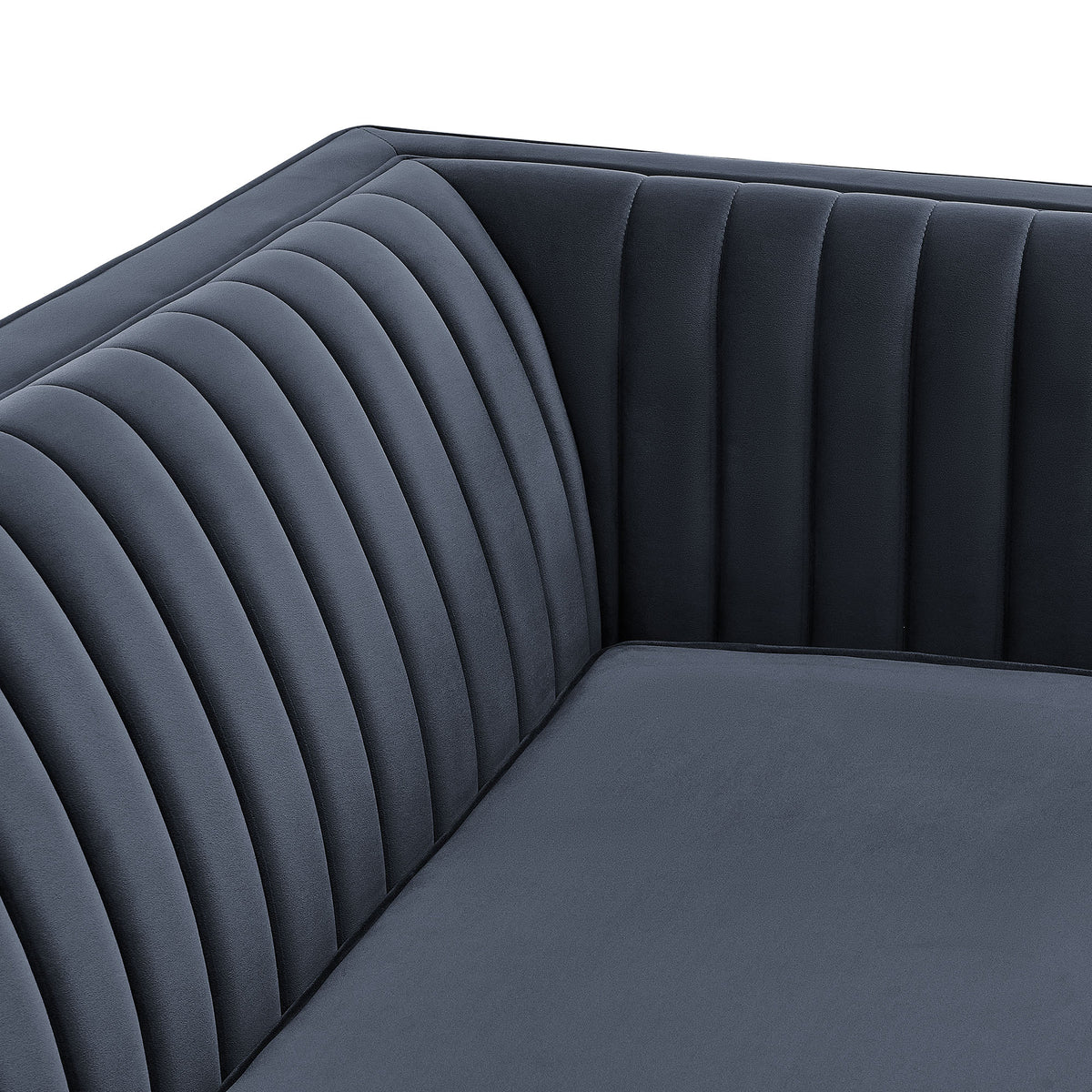 Devote 93 Inch Performance Velvet Channel Tufted Sofa - Marine