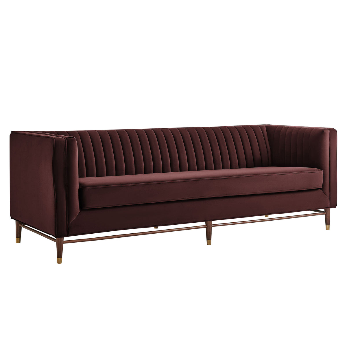 Devote 93 Inch Performance Velvet Channel Tufted Sofa - Mulberry