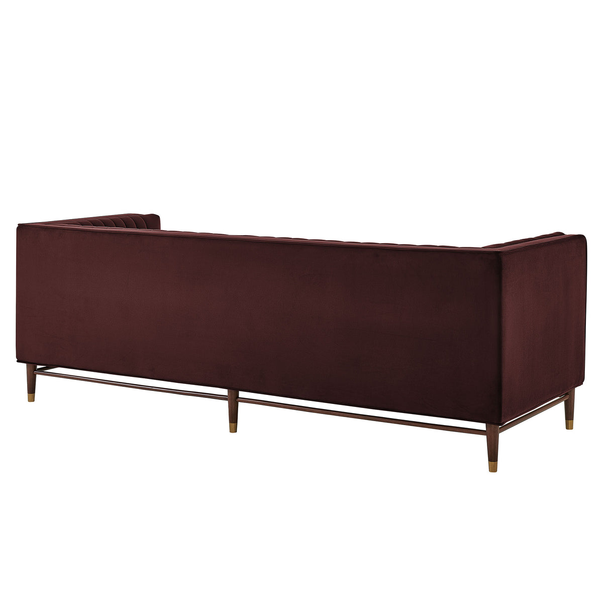 Devote 93 Inch Performance Velvet Channel Tufted Sofa - Mulberry