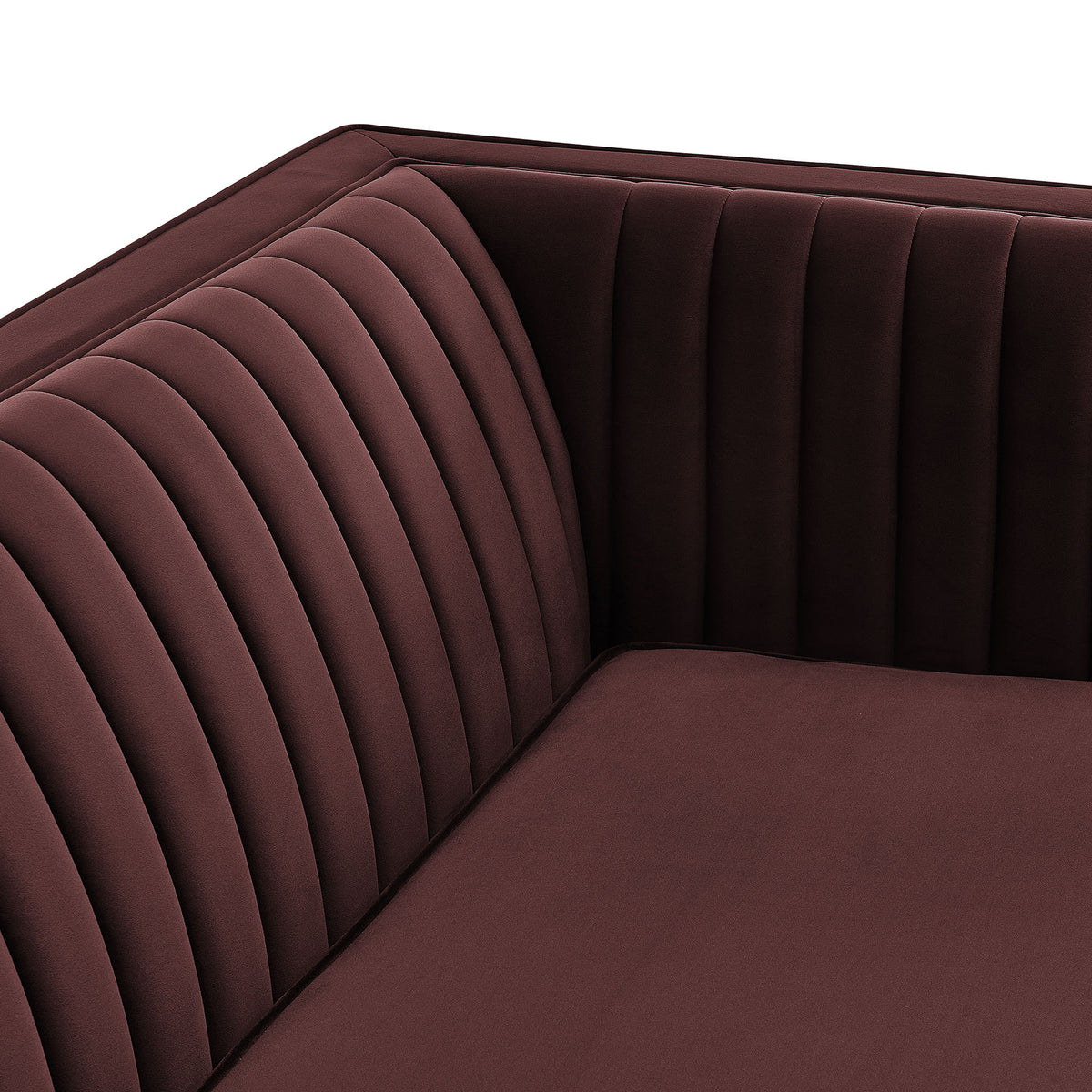 Devote 93 Inch Performance Velvet Channel Tufted Sofa - Mulberry