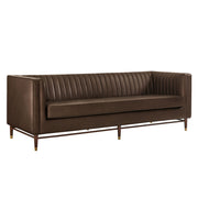 Devote 93 Inch Vegan Leather Channel Tufted Sofa - Espresso