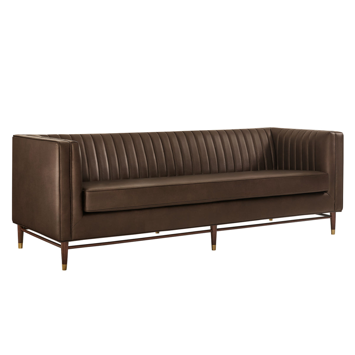 Devote 93 Inch Vegan Leather Channel Tufted Sofa - Espresso