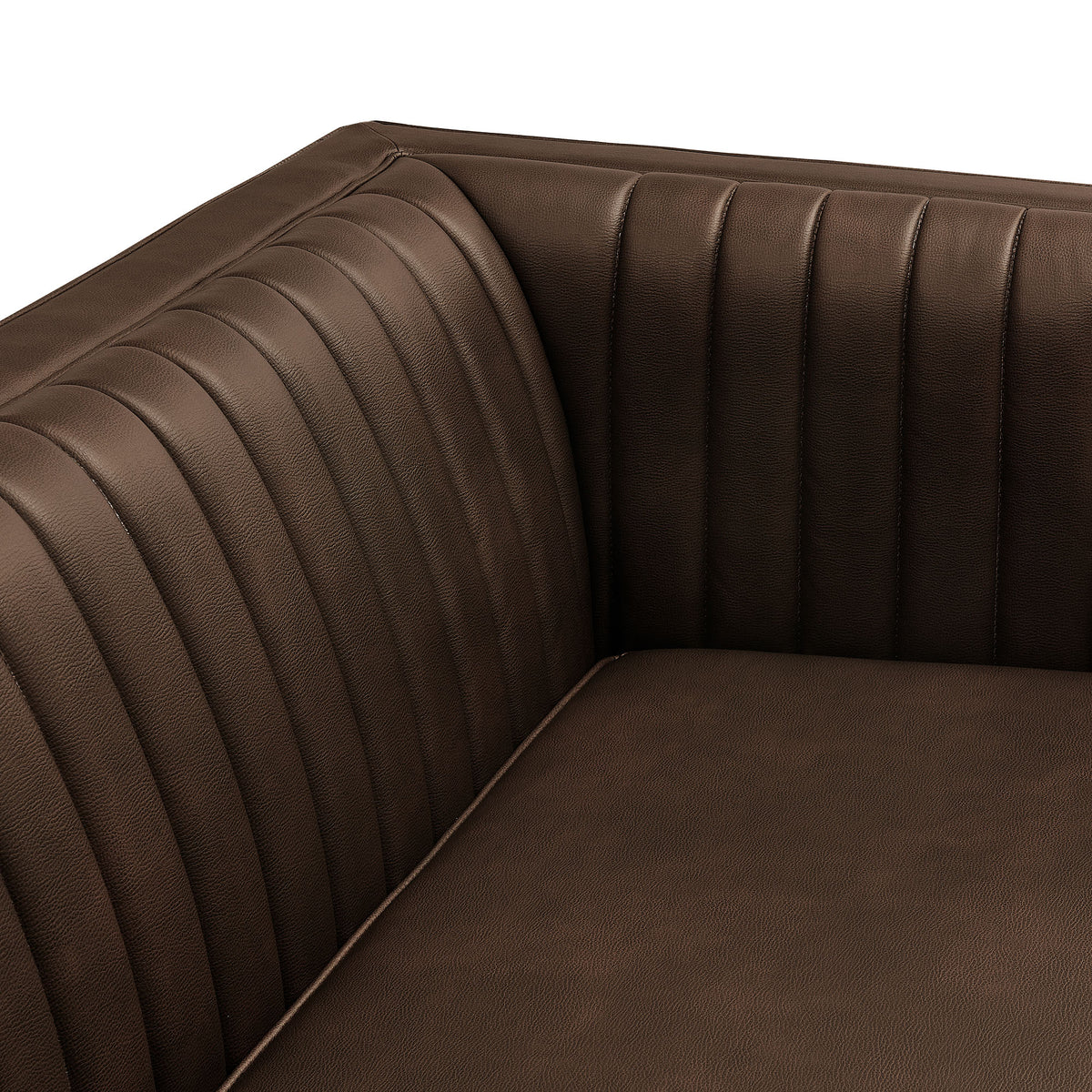 Devote 93 Inch Vegan Leather Channel Tufted Sofa - Espresso