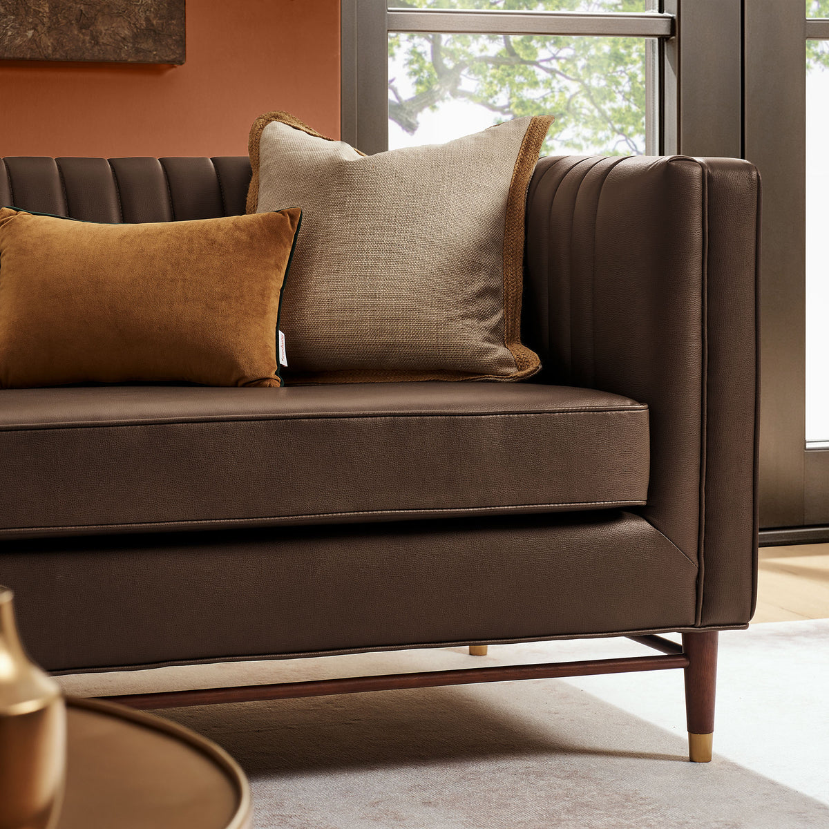 Devote 93 Inch Vegan Leather Channel Tufted Sofa - Espresso