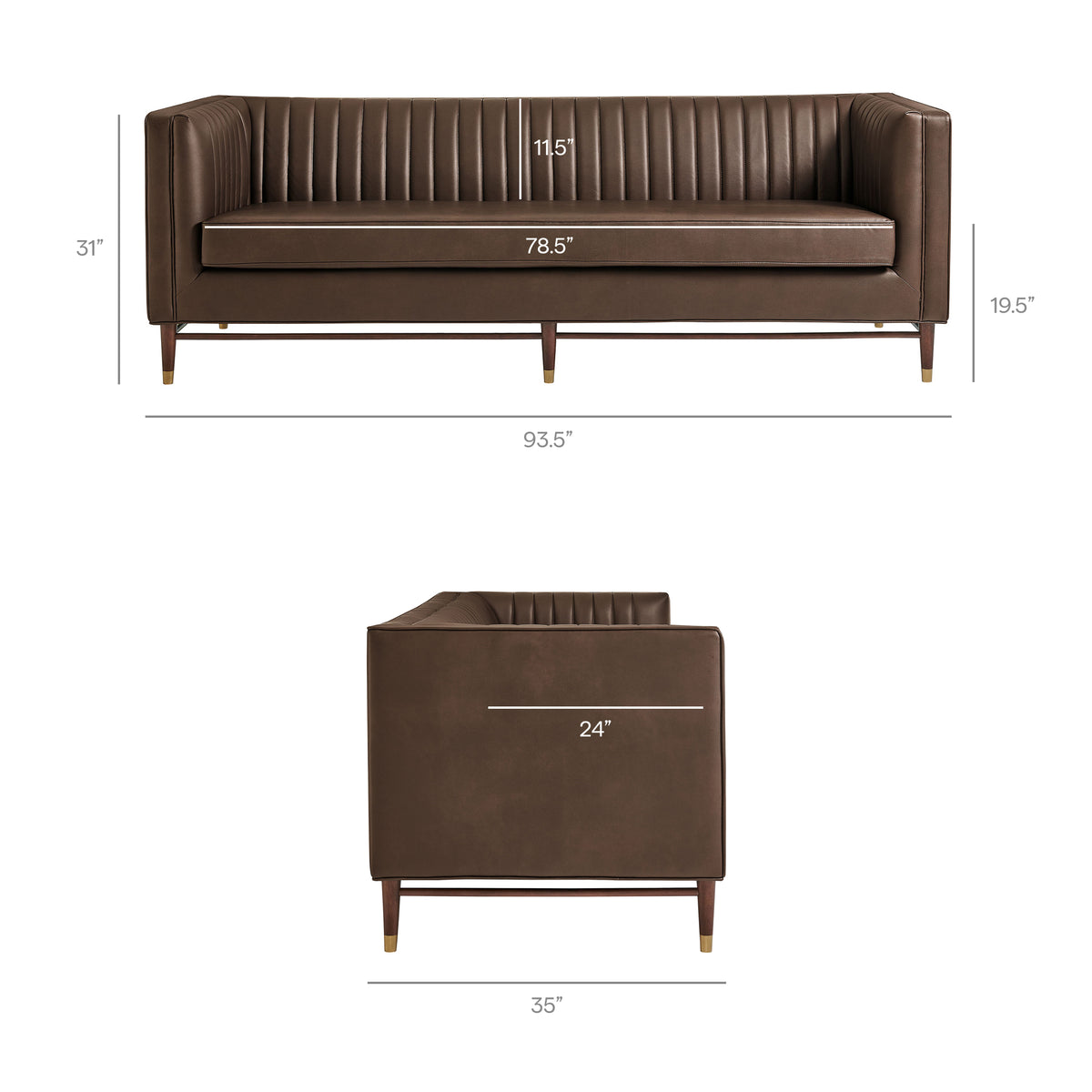 Devote 93 Inch Vegan Leather Channel Tufted Sofa - Espresso