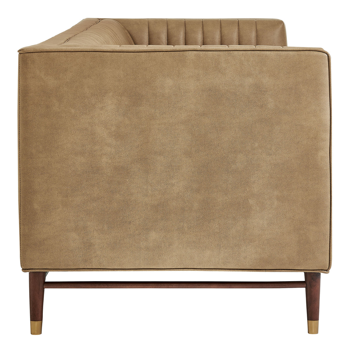 Devote 93 Inch Vegan Leather Channel Tufted Sofa - Toast