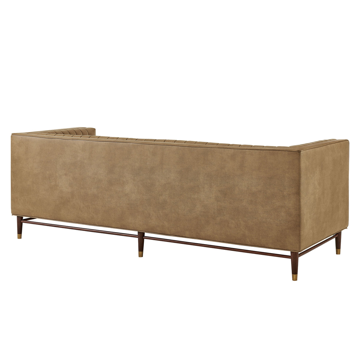 Devote 93 Inch Vegan Leather Channel Tufted Sofa - Toast