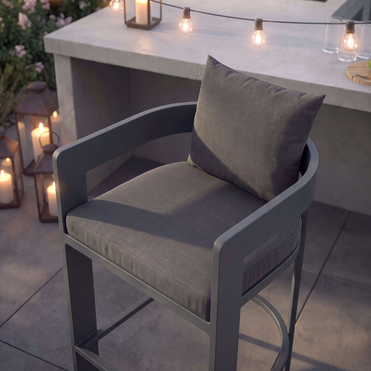 Tahoe Outdoor Patio Patio Aluminum Counter Stools Set of 2 - Charcoal