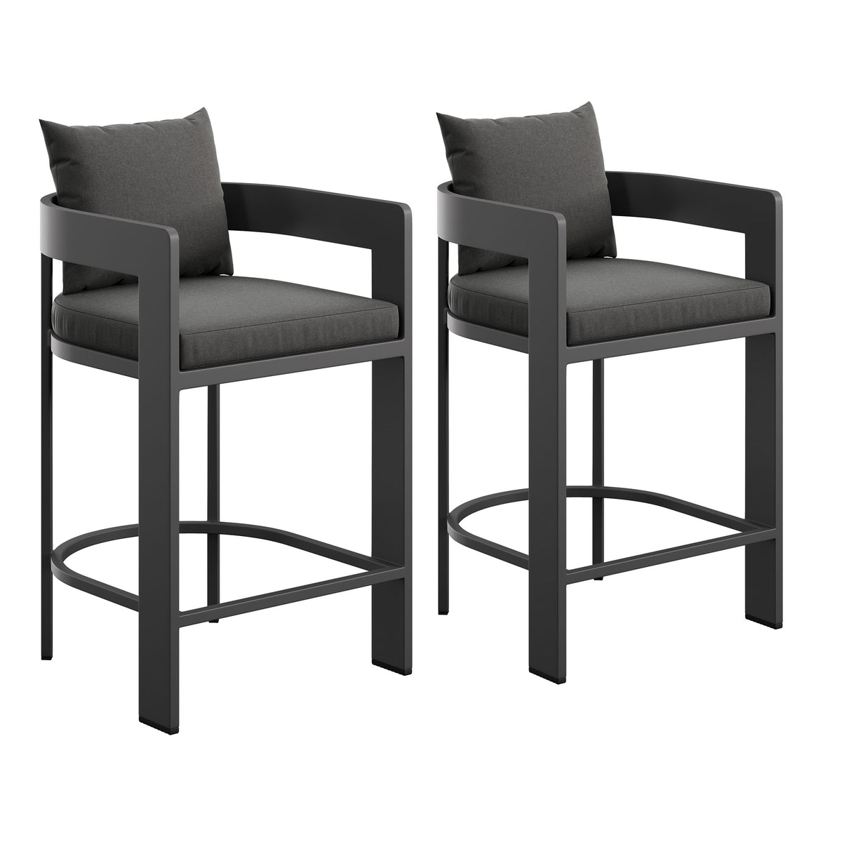 Tahoe Outdoor Patio Patio Aluminum Counter Stools Set of 2 - Charcoal