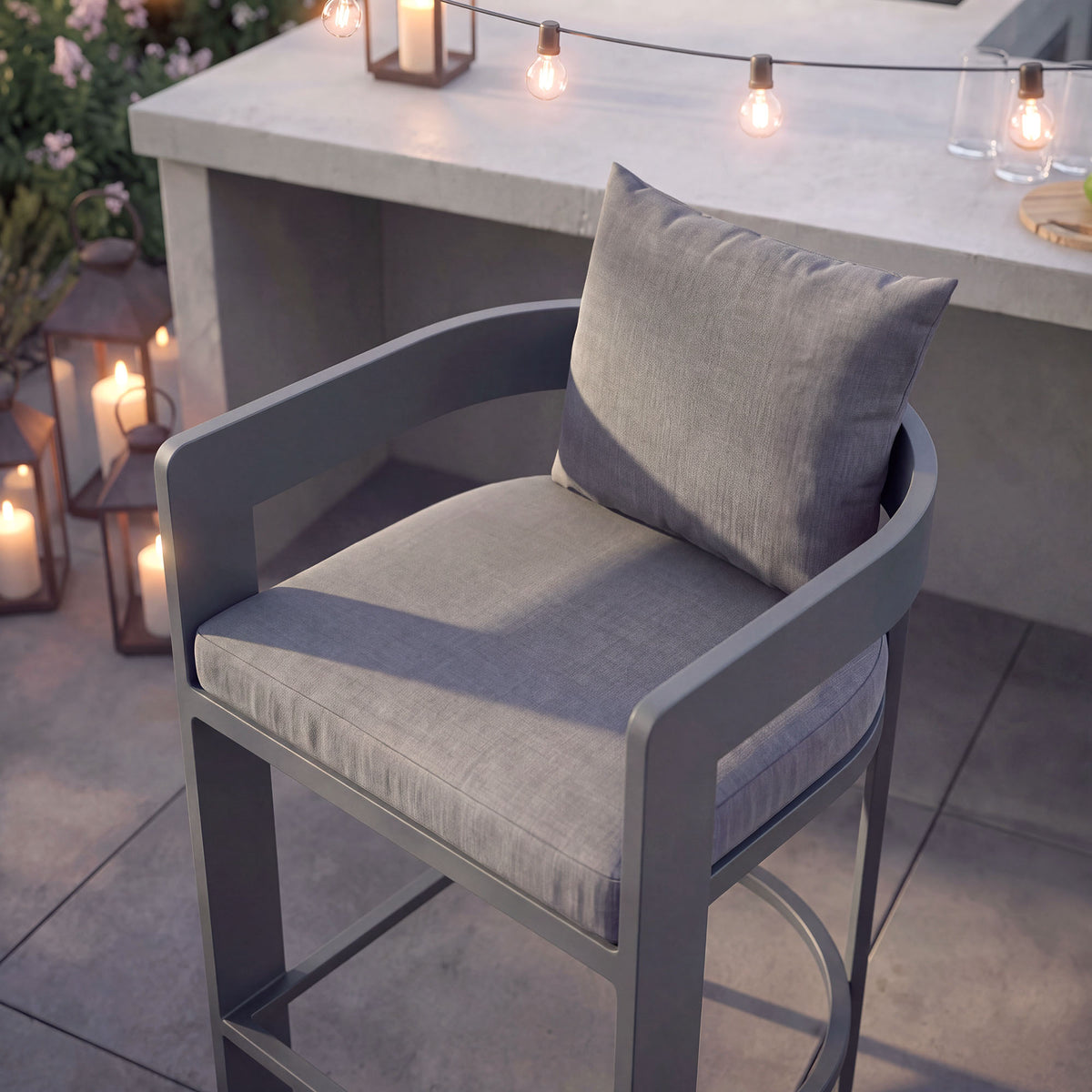 Tahoe Outdoor Patio Patio Aluminum Counter Stools Set of 2 - Gray