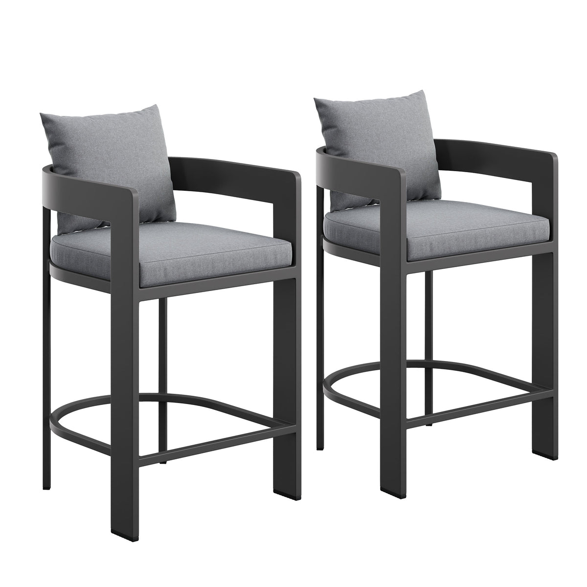 Tahoe Outdoor Patio Patio Aluminum Counter Stools Set of 2 - Gray