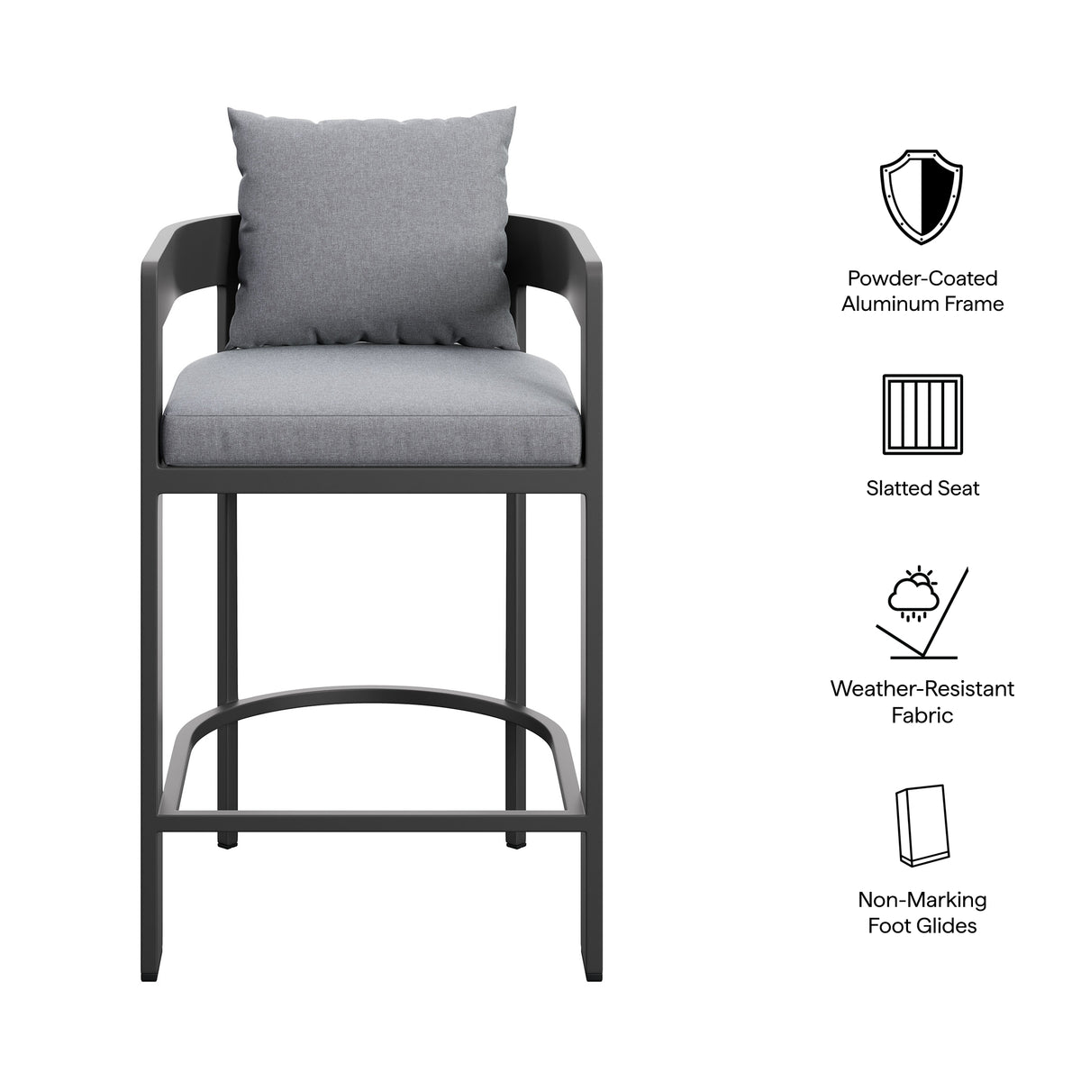 Tahoe Outdoor Patio Patio Aluminum Counter Stools Set of 2 - Gray